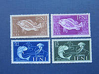4 марки Ифни (Испанская Африка) 1953 фауна рыбы медузы MNH