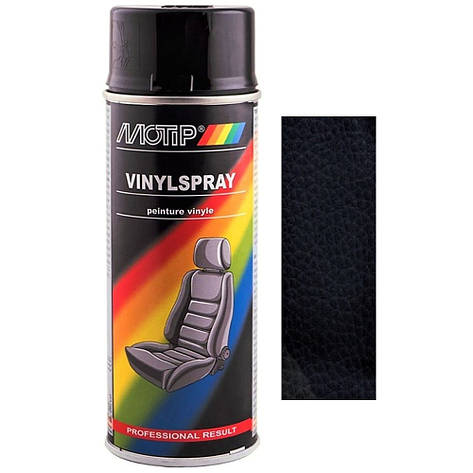 Фарба спрей для шкіри чорна Motip Black Vinyl Spray 400мл, фото 2