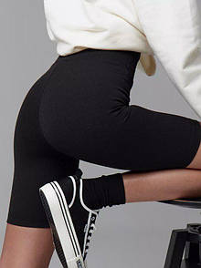 Велосипедки жіночі в рубчик чорного кольору