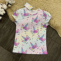 Костюм для дівчинки футболка і шорти райдужні єдиноріжки Five Stars 10795-10804-128р, фото 3