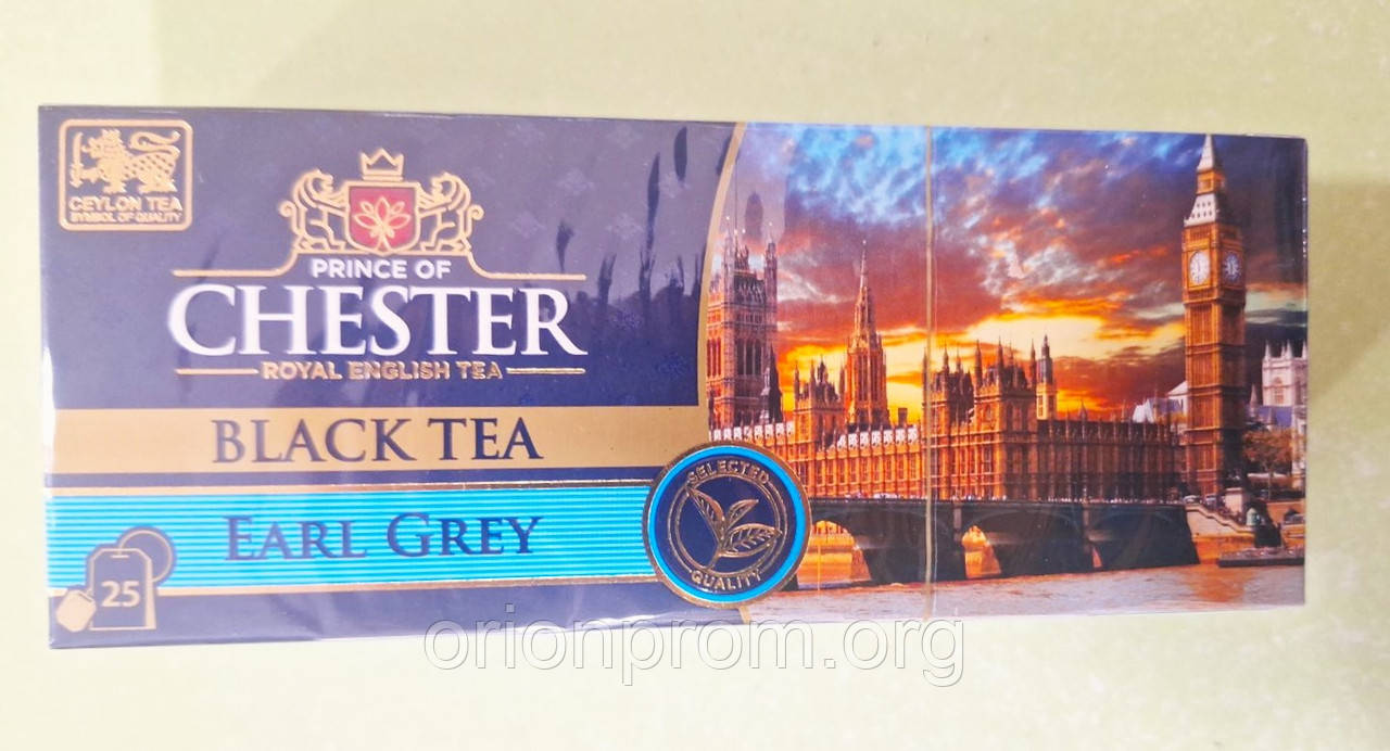 Чай Chester Earl Grey 25 пакетів чорний, фото 1