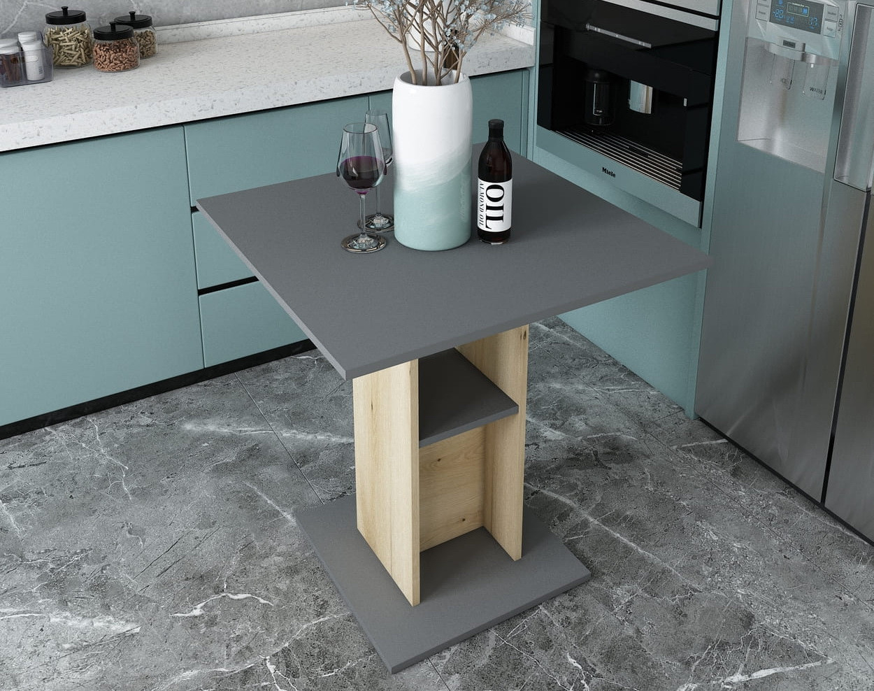 Стіл кухонний "Коуд" 70х70х74 см. Дуб сонома/Графіт, фото 1