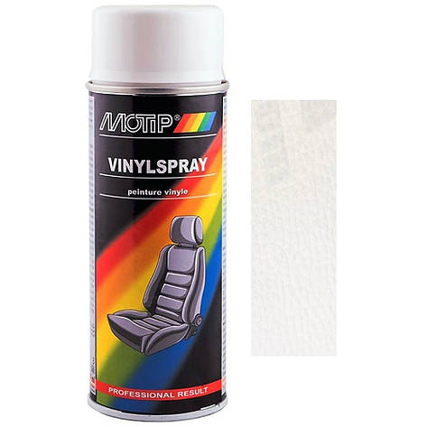 Фарба спрей для шкіри біла Motip White Leather & Vinyl Spray Paint 400мл, фото 1