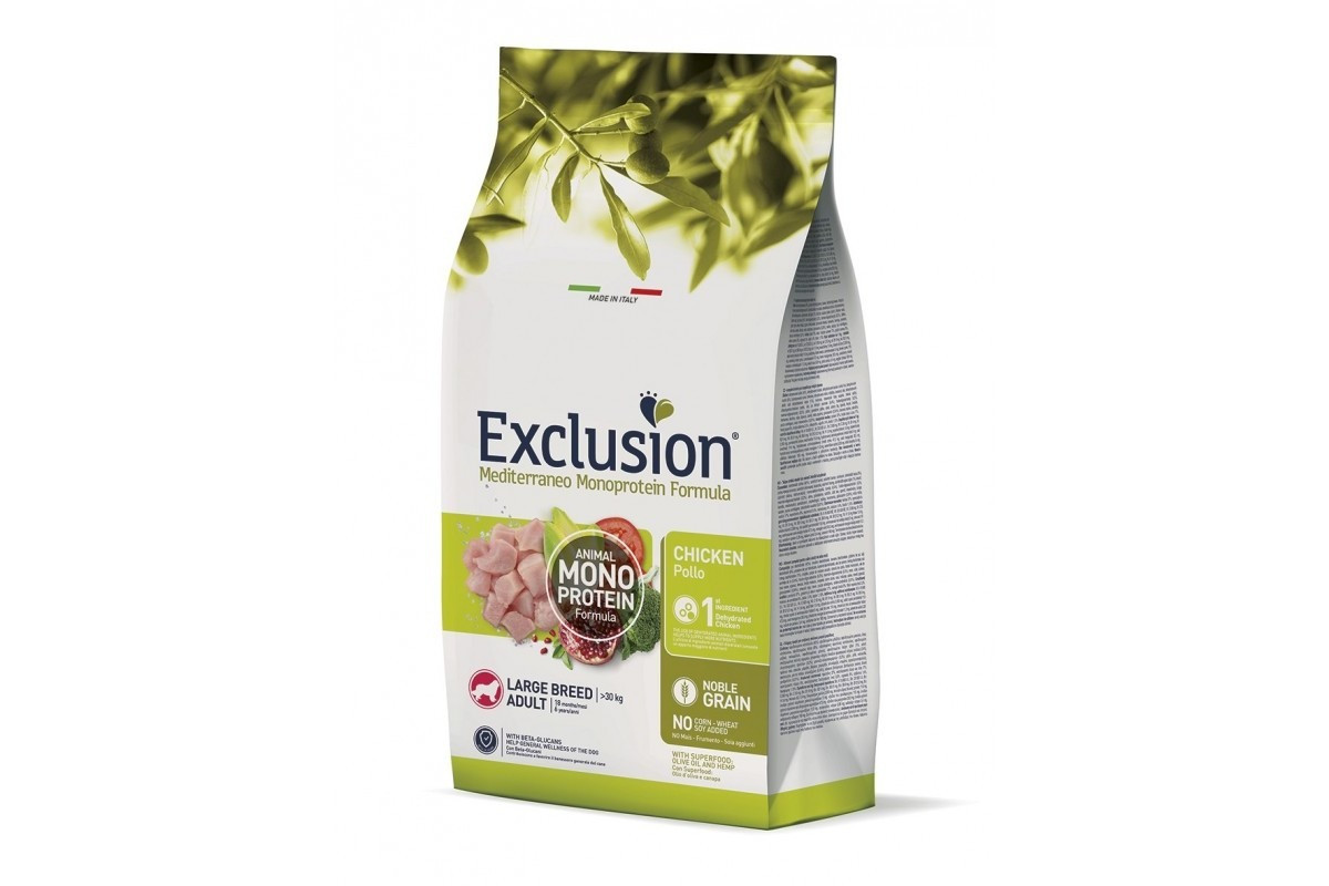 Повнораційний сухий корм Exclusion Adult Chicken Large Breed для дорослих собак великих порід з куркою 12 кг, фото 1