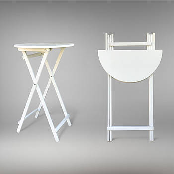 Високий складаний круглий дерев'яний стіл для вуличної кав'ярні Білий розкладний столик для виїзної церемонії