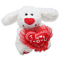 Мягкая игрушка MiC Собачка с сердцем белая (TY-20224) ML, код: 7845882