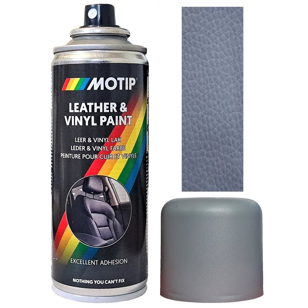 Фарба спрей для шкіри сіра напівматова Motip Grey Semi Gloss Leather Paint 200мл