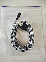 Кабель для зарядки тканинне обплетення lightning - USB data OTG 0.9m