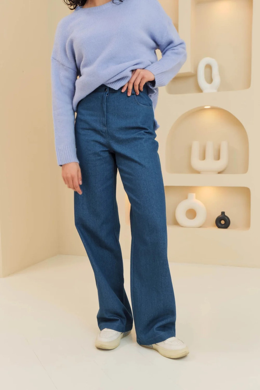 Жіночі джинси розкльошений фасон з високою посадкою  Розміри: 42 - 48