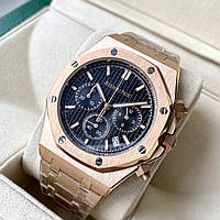 Чоловічий годинник Audemars Piguet Royal Oak Gold Black Chronograph AAA кварцовий хронограф на сталевому браслеті