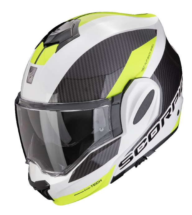 Мотошолом Scorpion Exo-Tech Evo Team white yellow