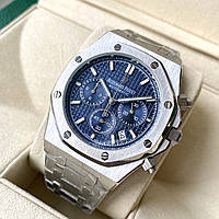 Чоловічий годинник Audemars Piguet Royal Oak Chronograph Blue AAA кварцовий хронограф на сталевому браслеті