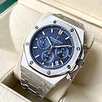 Мужские часы Audemars Piguet Royal Oak Chronоgraph Blue AAA кварцевый хронограф на стальном браслете