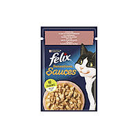 Влажный корм для кошек Purina Felix Sensations Sauces с лососем в соусе со вкусом креветок 85 г