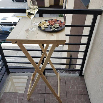 Високий складаний дерев'яний стіл для кафе, вуличної кав'ярні Розкладний столик з дерева для вулиці, балкона
