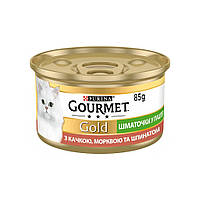 Паштет для кошек Purina Gourmet Gold. С уткой, морковью и шпинатом. Кусочки в паштете 85 г (7613033728778)