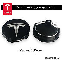 Колпачки, заглушки на диски Tesla, Черный-серебро