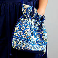 Женская сумка мешок Torba Голубой цветочный орнамент