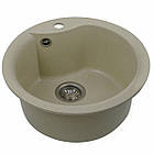 Гранітна мийка для кухні Platinum 480 TURAS матова Пісок, фото 2