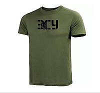 Тактична футболка х/б, футболка прямого крою олива з принтом, футболка ЗСУ