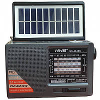 Радиоприёмник с солнечной панелью FM USB MicroSD и фонариком NS-4848S на аккумуляторе Серый un