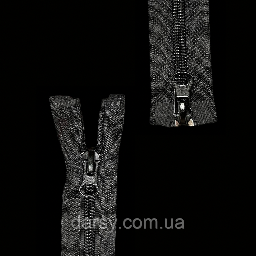 Блискавка спіральна нероз'ємна СП7/2 80 см нейлон колір чорний, фото 1