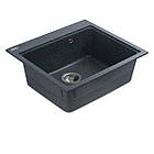 Гранітна мийка для кухні Platinum 5852 VESTA матова Графіт, фото 4