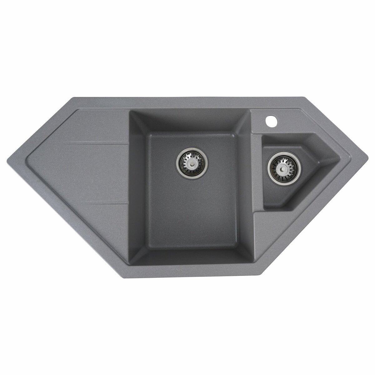 Гранітна мийка для кухні Platinum 9950 PANDORA матова Сірий мусон, фото 1