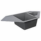 Гранітна мийка для кухні Platinum 9950 PANDORA матова Сірий мусон, фото 3