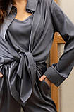 Жіноча шовкова сорочка прямий та вільний фасон  Розміри: 42 - 52, фото 2