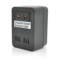 Трансформатор знижувальної напруги 100W Input 220 V/Output 110V, + універсальна розетка
