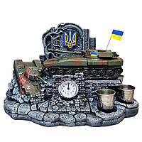 Военный сувенир интерьерная подставка с часами "Украинская САУ 2С1 Гвоздика", Подарок артиллеристу