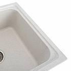 Гранітна мийка для кухні Platinum 7950 Equatoria матова Біла в крапку, фото 4