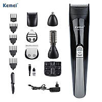 Машинка для стрижки волос аккумуляторная, триммер для волос 11в1 с насадками и бритвой KEMEI KM-600 un