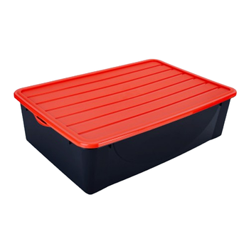 Ємність 22л для зберігання речей з кришкою чорний/помаранч Алеана