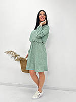 Жіноча літня сукня софт в горошок з довгим рукавом "Virginia" Батал