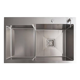 Кухонна мийка 78*50С R неіржавка сталь Platinum Handmade (поглиблена полиця, 3.0/1.0 мм)
