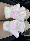 Рукавички без пальців лапи кішки білого кольору , мітенки котячих лапок, рукавиці лапи, фото 8