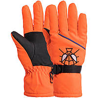 Перчатки горнолыжные теплые детские Zelart SPIDERMAN C-6572 размер m-l цвет оранжевый sl