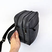 CVX Сумка месенджер із натуральної шкіри, чоловіча велика сумка на 4 кишені з JM-289 чорною блискавкою