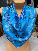 Женский шифоновый платок с рисунком крупные цветы размер 65-65 см цена оптом
