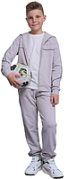 Спортивний костюм на хлопчика двухнитка з кольоровим кантом Jump Бетон