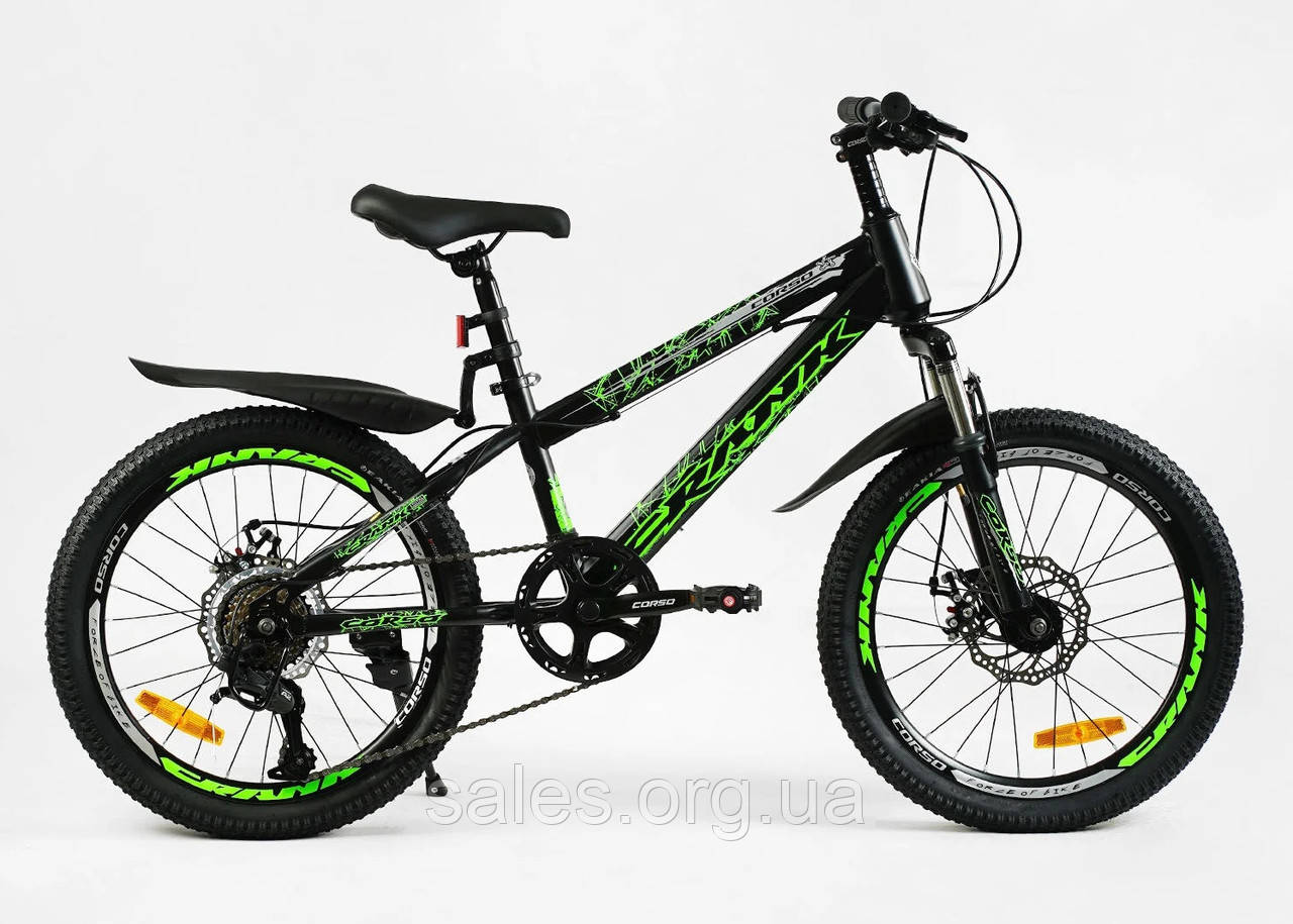 Дитячий спортивний велосипед Corso CRANK LTWOO-A2 20 7 швидкостей Black (137751) SC, код: 8342617