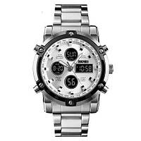 CVX Часы наручные мужские SKMEI 1389SI SILVER, брендовые мужские часы. QJ-833 Цвет: серебряный