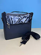 Тканинна сумка для косметики, бьюті-кейс для манікюру, візажиста YRE A65-1 з прозорим верхом, чорна