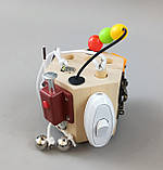 Бізіборд бізікуб міні дерев’яний Логічна гра-бізіборд C 64873 куб, 10 міні-ігор, в коробці, фото 4