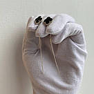 Срібні сережки протяжки жіночі з конюшиною з онікса "Еліот" Стильні сережки протягання зі срібла 925 проби, фото 6