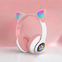 Беспроводные наушники с кошачьими ушками и RGB подсветкой Cat VZV 23M. TQ-704 Цвет: розовый