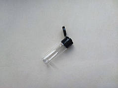 15 - 14 мл ПЕТ флакон прозорий круглий з кришкою фліп-топ чорного кольору пластмасовий, пластиковий