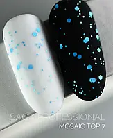 Матовый топ для гель лака с голубыми неоновыми камифубиками Mosaic top Saga professional объем 9 мл